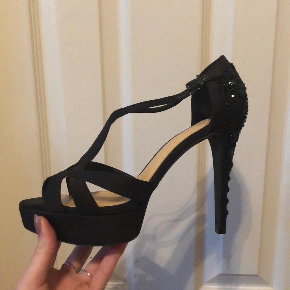 Black sparkly platform heels!